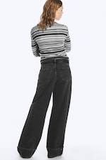 Elegie Black - Noir - Ample jean taille basse à jambe large avec revers - 4