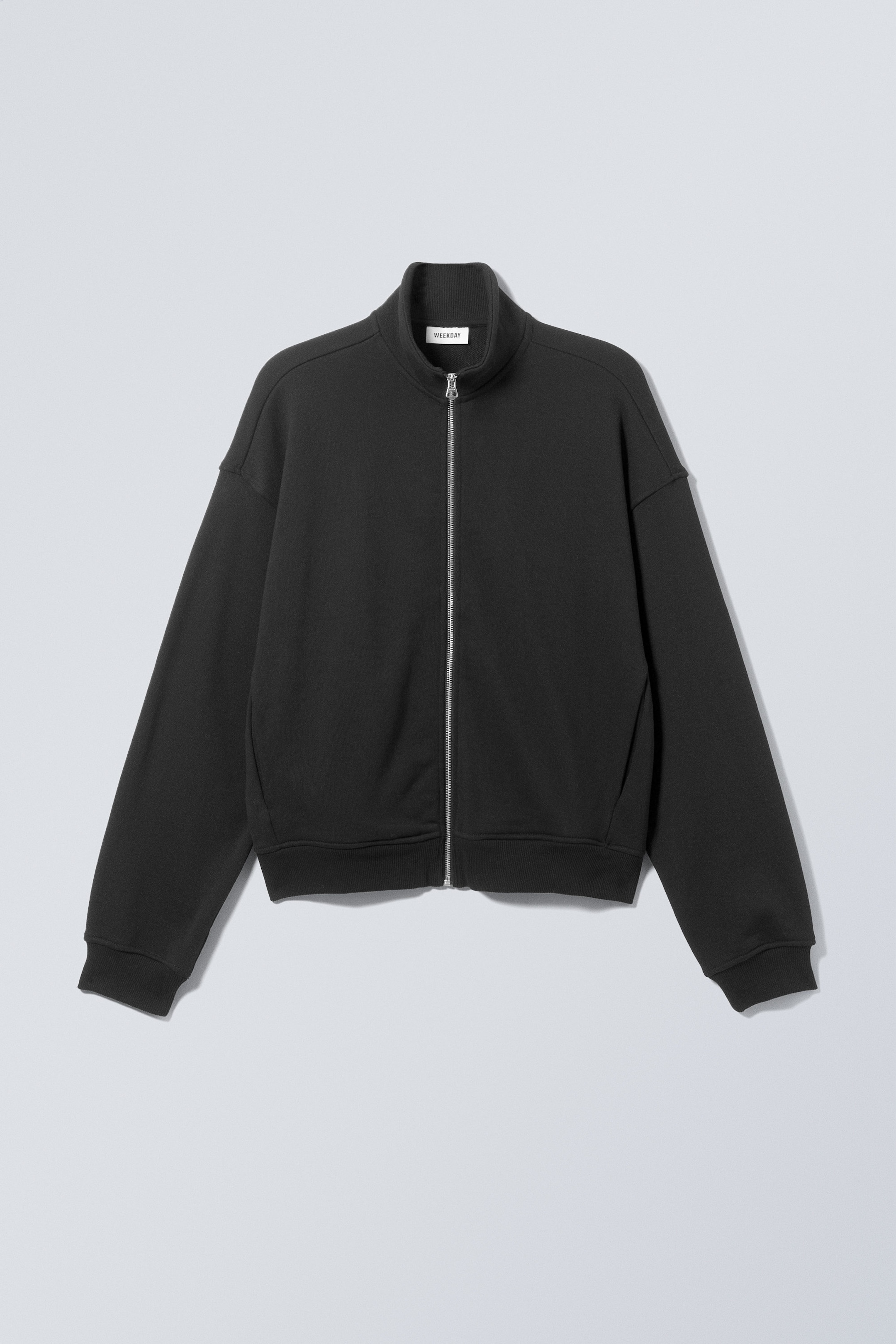 Schwarz - Boxy Frottee-Sweatshirt mit Zipper - 0