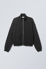 Schwarz - Boxy Frottee-Sweatshirt mit Zipper - 0