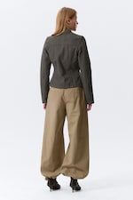 Dark Grey - GENEVIEVE SLIM STRUCTURED COTTON ZIP JACKET - 3