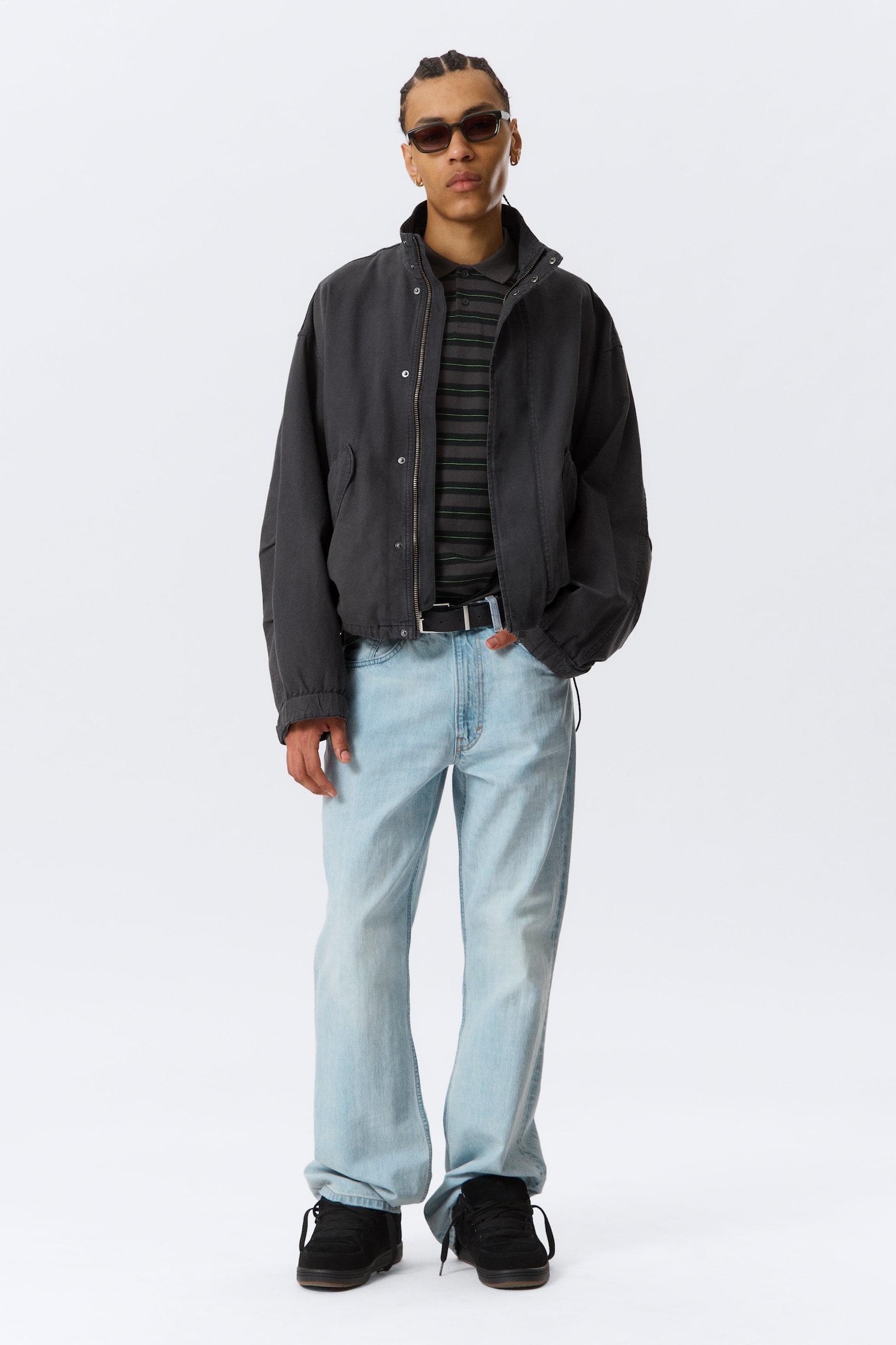 Kurtka z bawełnianego płótna Relaxed - Washed Black - 4