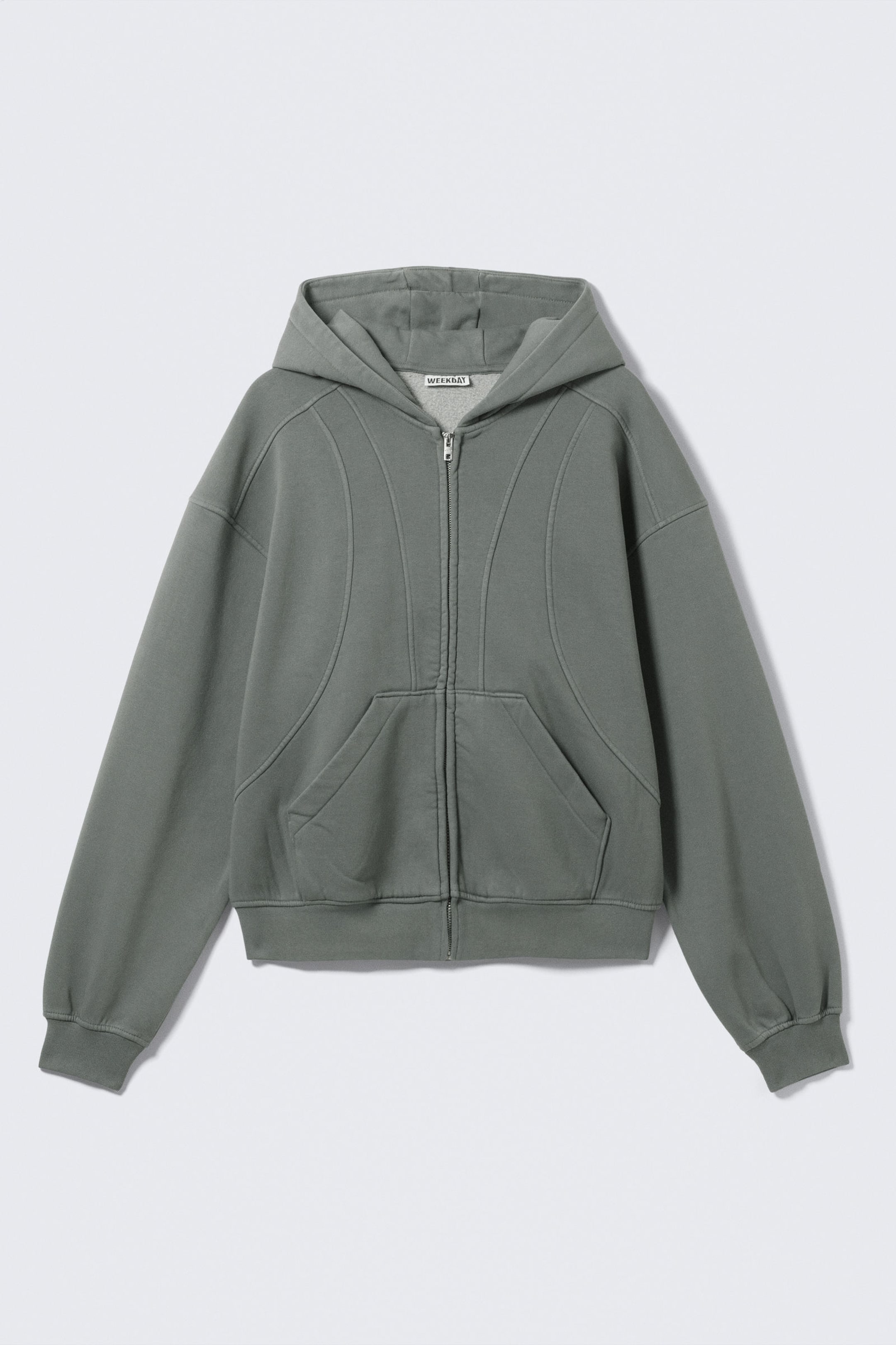 Grijs - Hoodie met geblokte rits - Loose Fit - 4
