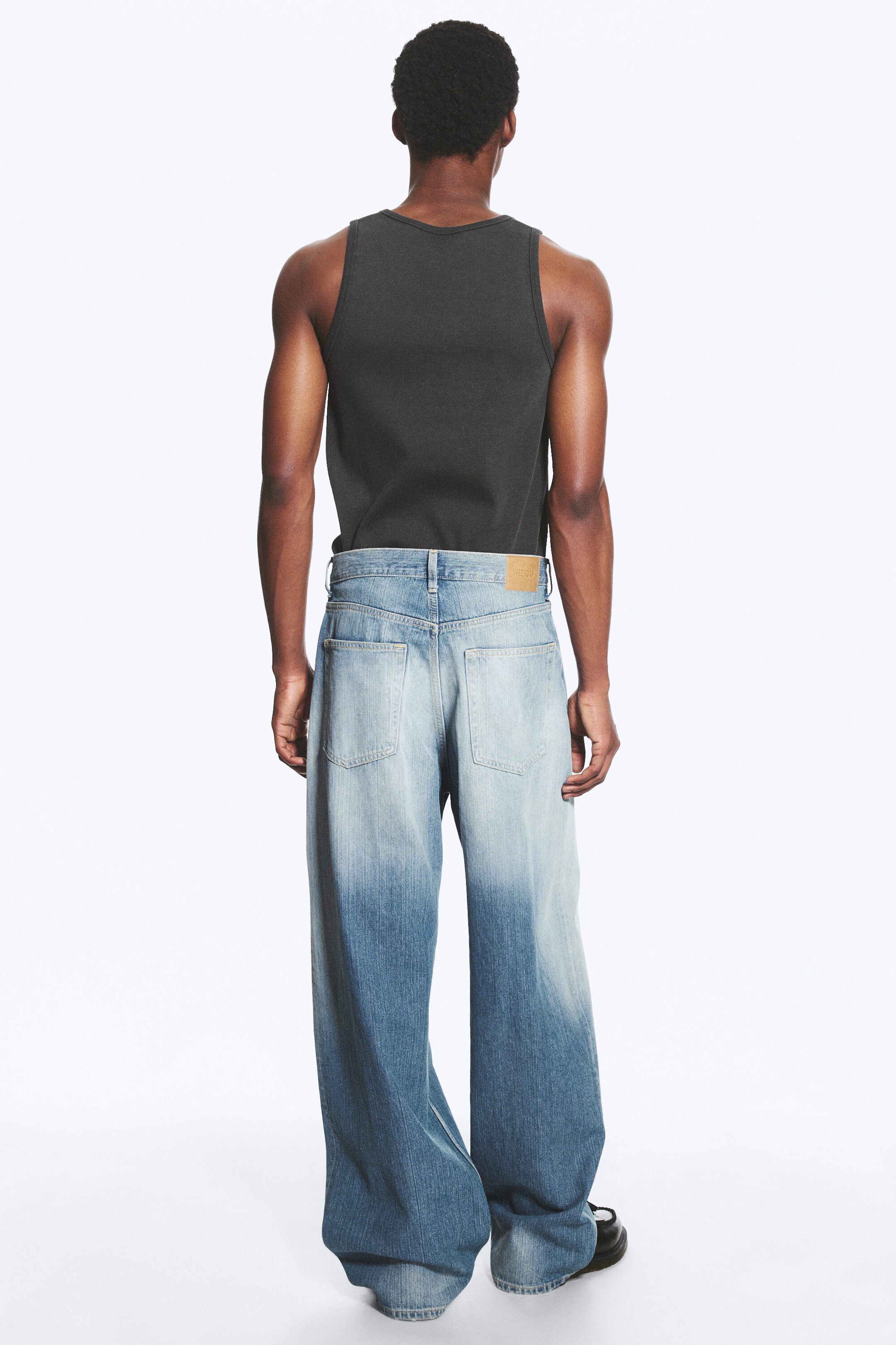 Saddle Blue - Mellanblå - Astro Mid Waist Loose Baggy Unisex Jeans - 5
