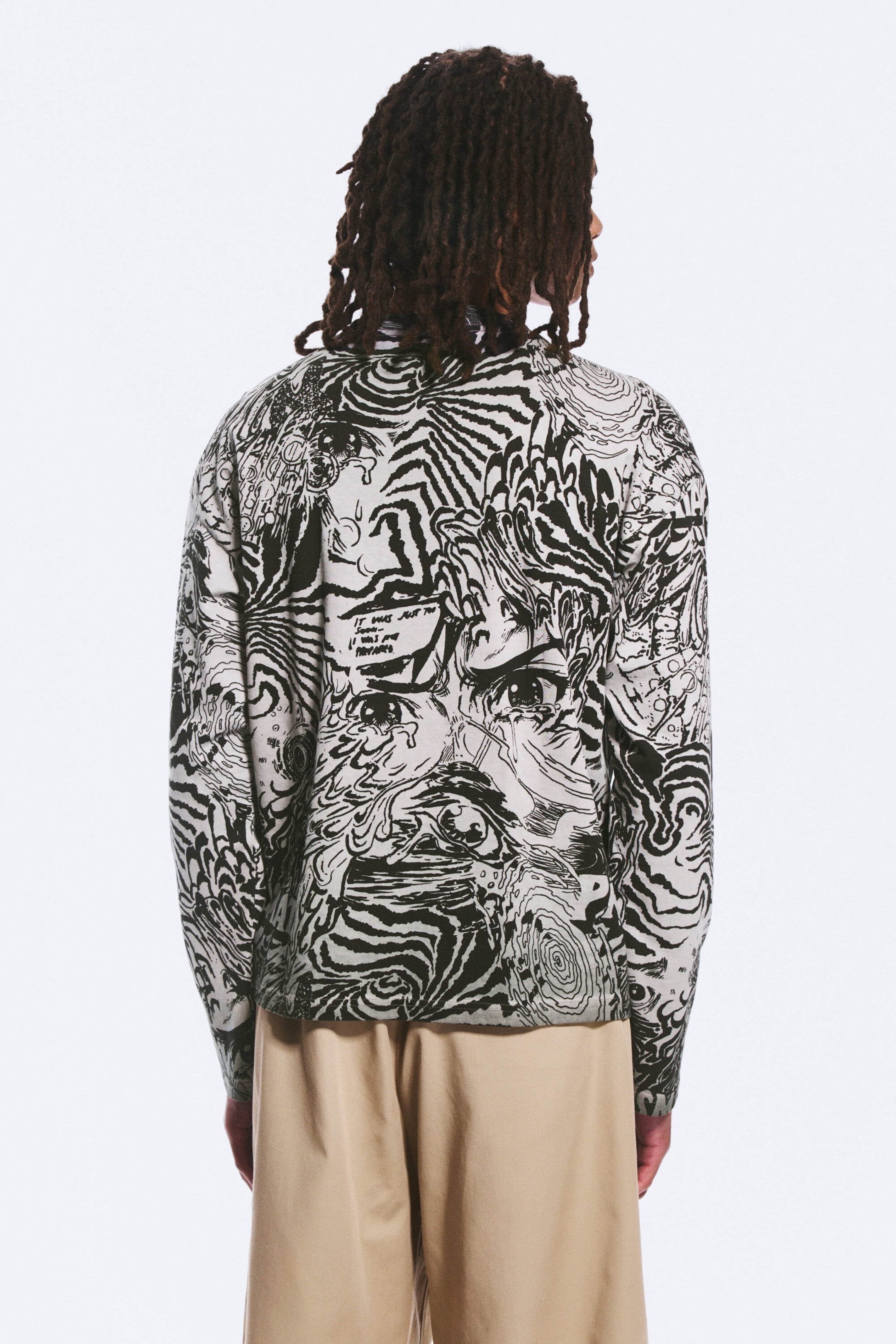 Taupe foncé - Psychédélique - T-shirt carré graphique à manches longues Great - 3