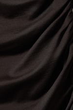 Dark Brown - Gathered Mini Long Sleeve Dress - 1