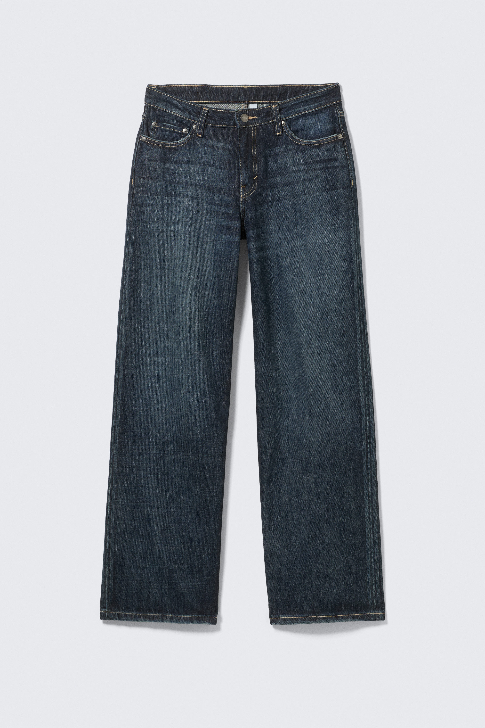 Deep Sea Blue - Mörkblå - Ample Low Waist Loose Wide Leg Jeans - 5