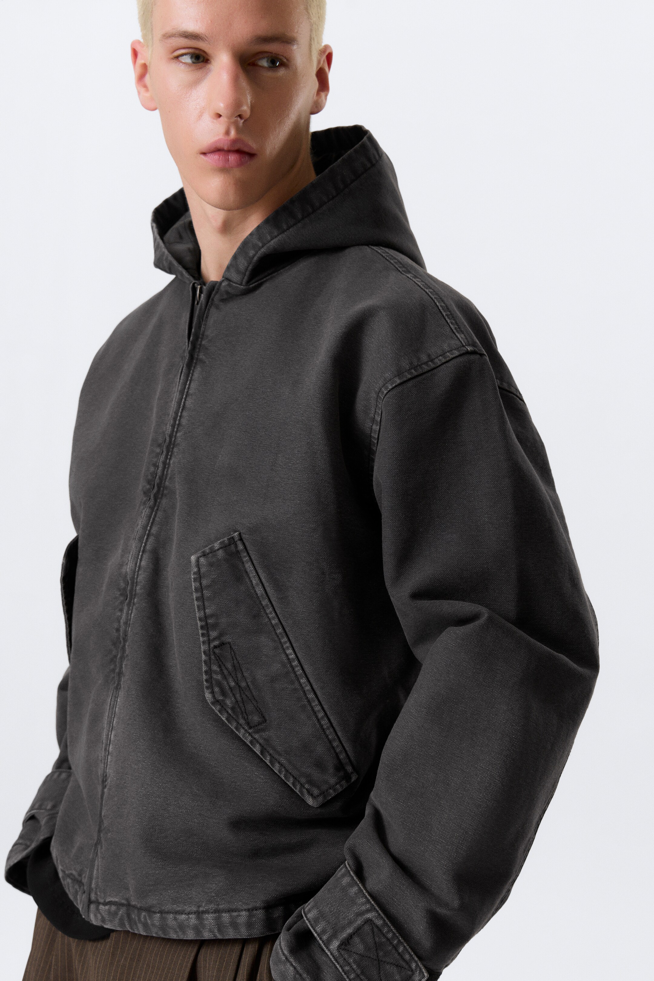 Ver imagem maior: Casaco de Lona com Capuz Largo - Preto mesclado - HOMEM | H&M PT 7