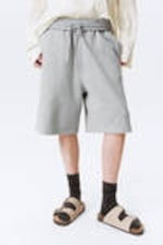 Grey Melange - Baggy Knee-Length Skater Shorts - 1