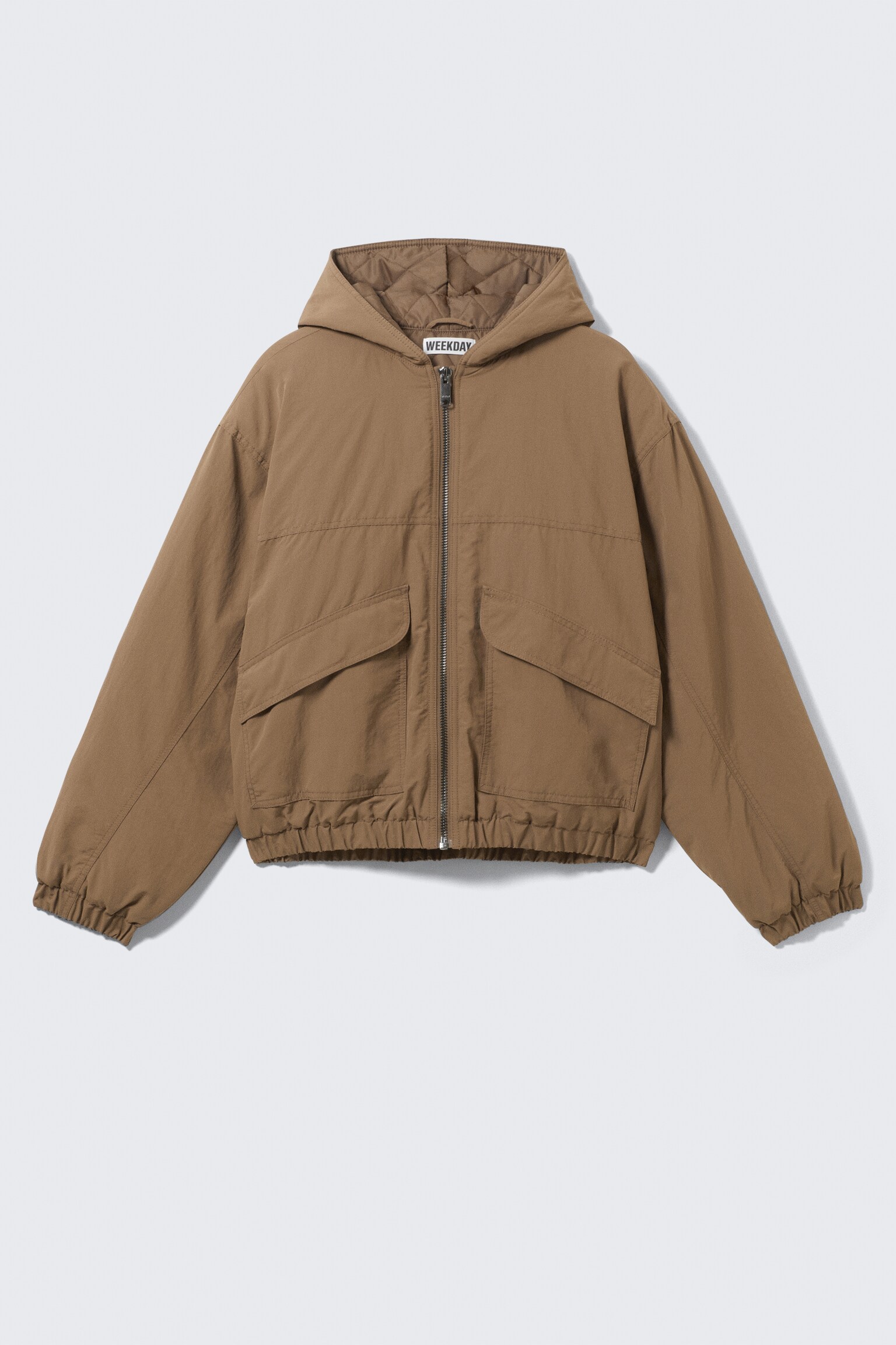 Relaxed Nylon Bomber Jacker - Dusty Brown/Black