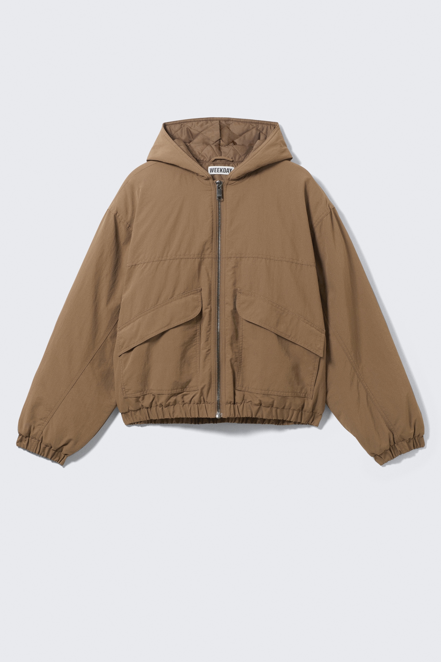 Relaxed Nylon Bomber Jacker - Dusty Brown/Black