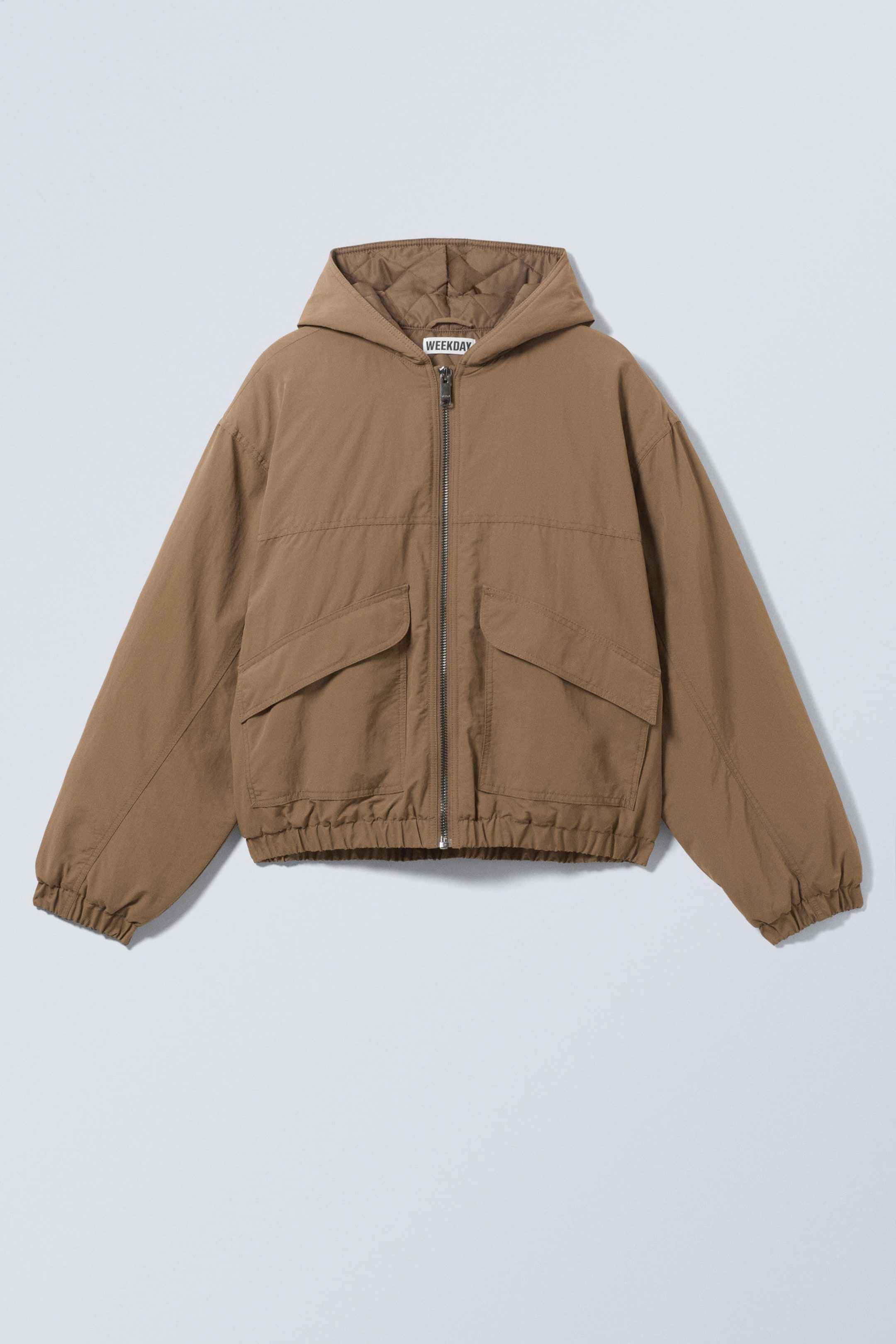 #9F7E55 - Relaxed Nylon Bomber Jacker - 1