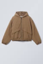 Dusty Brown - Relaxed Nylon Bomber Jacker - 0