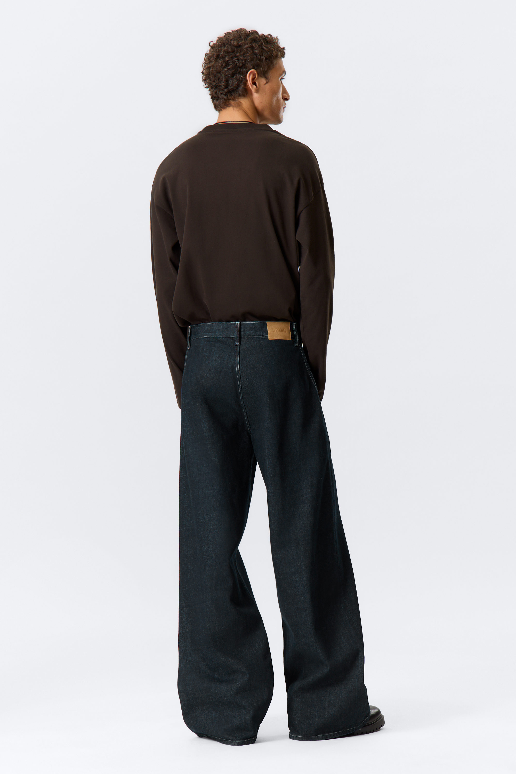 Blue Rinse - Dark Blue - Solar Deconstructed Loose Wide Leg Jeans - 6