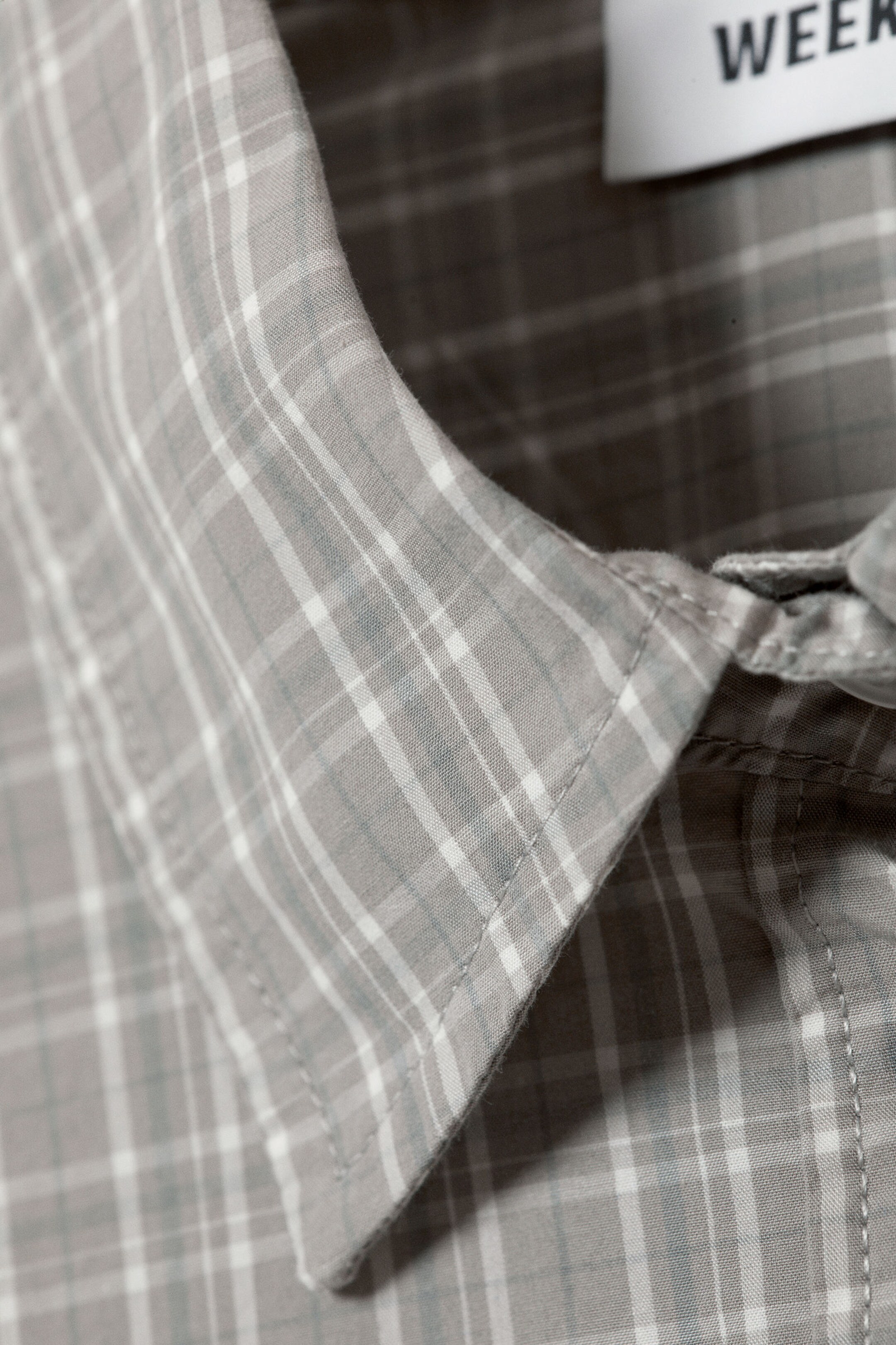 Light Grey Check - Checked Oversized Poplin Shirt - 1