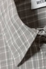 Light Grey Check - Checked Oversized Poplin Shirt - 1