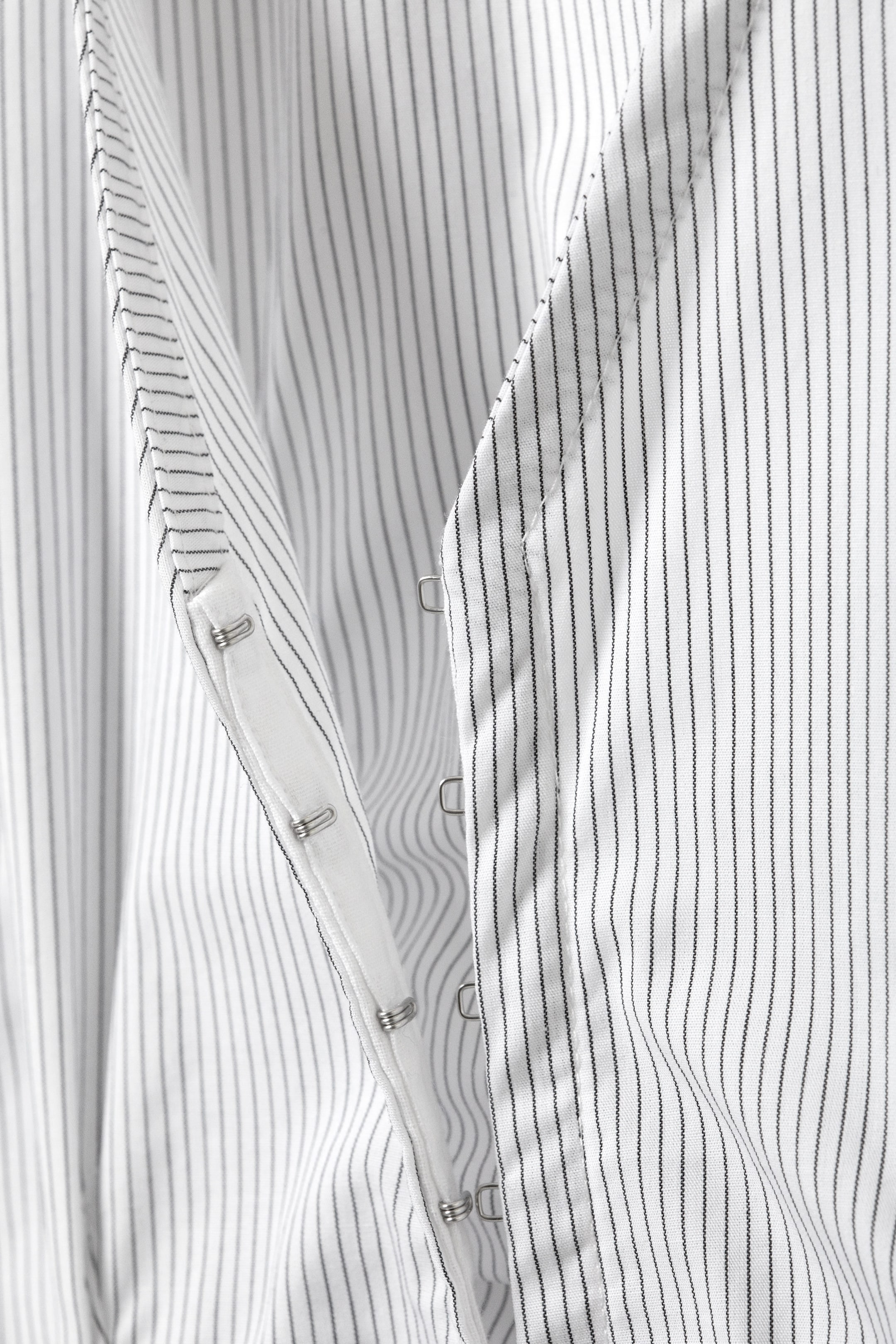 Striped White - Sleeveless Gathered Poplin Top - 1