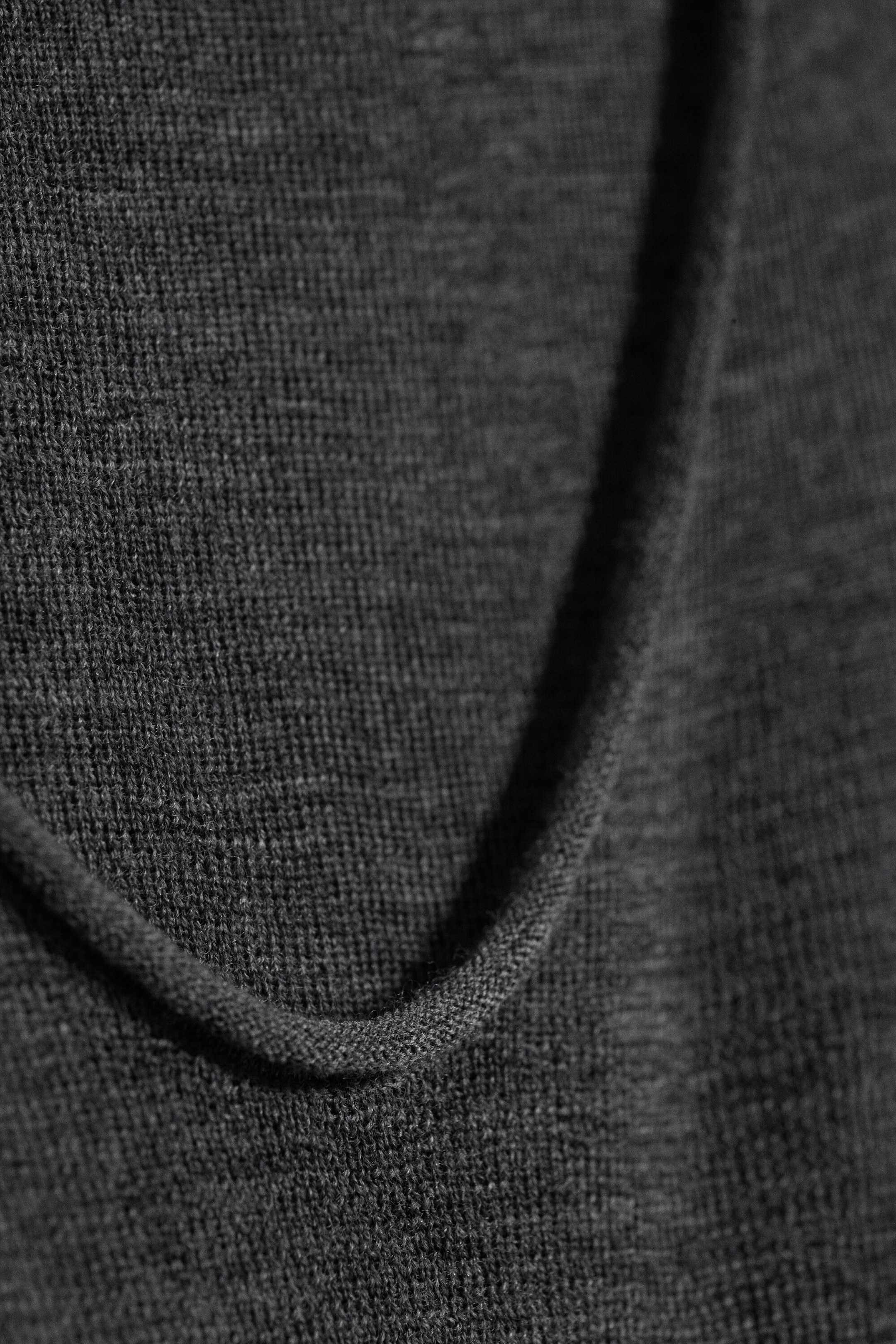 Dark Grey Melange - Knitted Combo Scarf Top - 7
