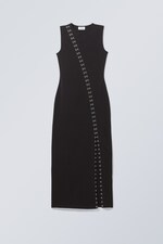 Schwarz - Kleid Zina mit Haken und Ösen - 0
