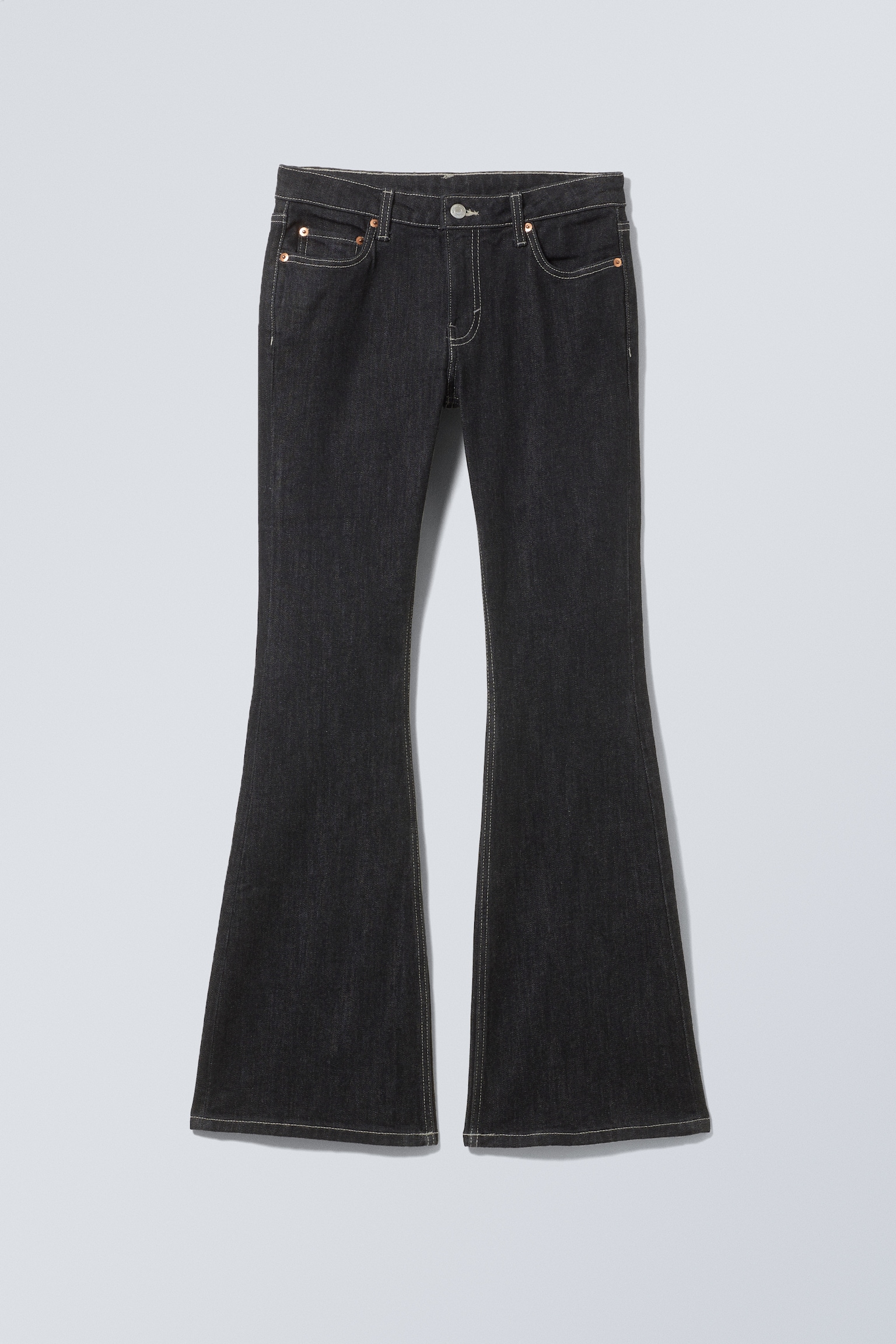 Flame Low Waist Slim Flared Leg Jeans - Black Rinse - Svart/Vein Blue - Mörkblå/Snow Blue - Ljusblå - 2