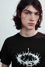 Noir - Couronne d'épines - T-shirt imprimé à manches courtes - 0