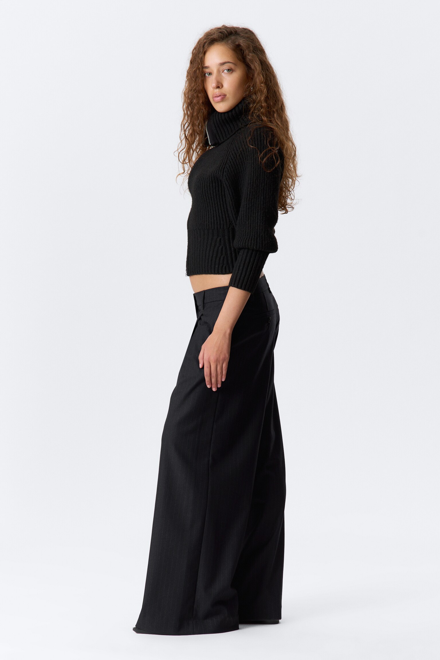 Pleated Wide-Leg Suiting Trousers - Dark Blue - 3