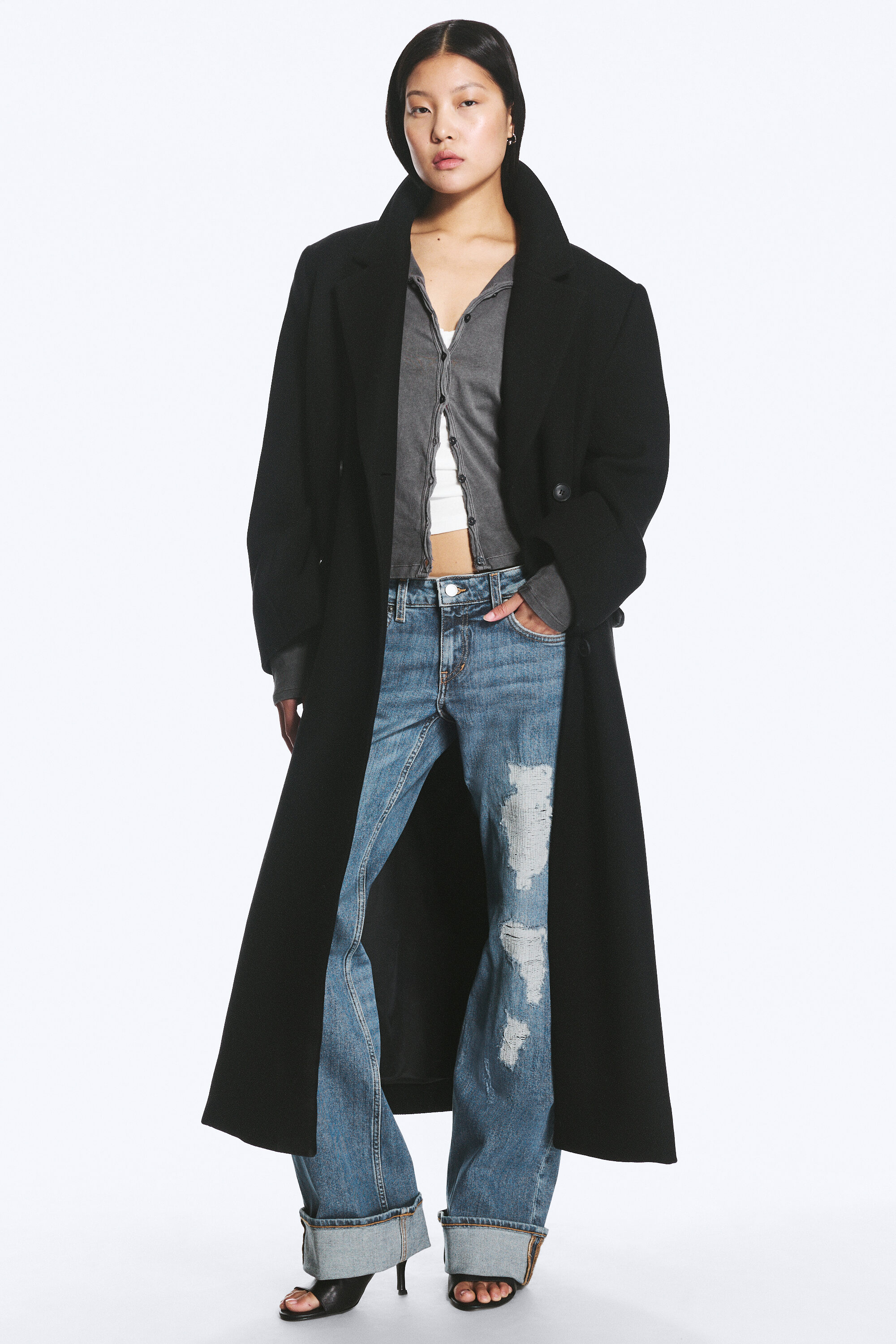 long oversized wool-blend coat - Black | Weekday WW