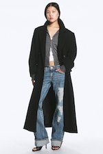 Black - LOGAN DOUBLE-BREASTED WOOL-BLEND COAT - 0