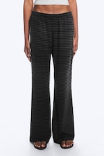 Black - Dark Grey Stripe - Soft Low Rise Bootcut Trousers - 1