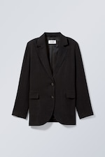 Zwart - Blazer Isa in een linnenmix - 0