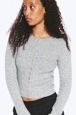 Grey Melange - Knitted Cardigan - 2