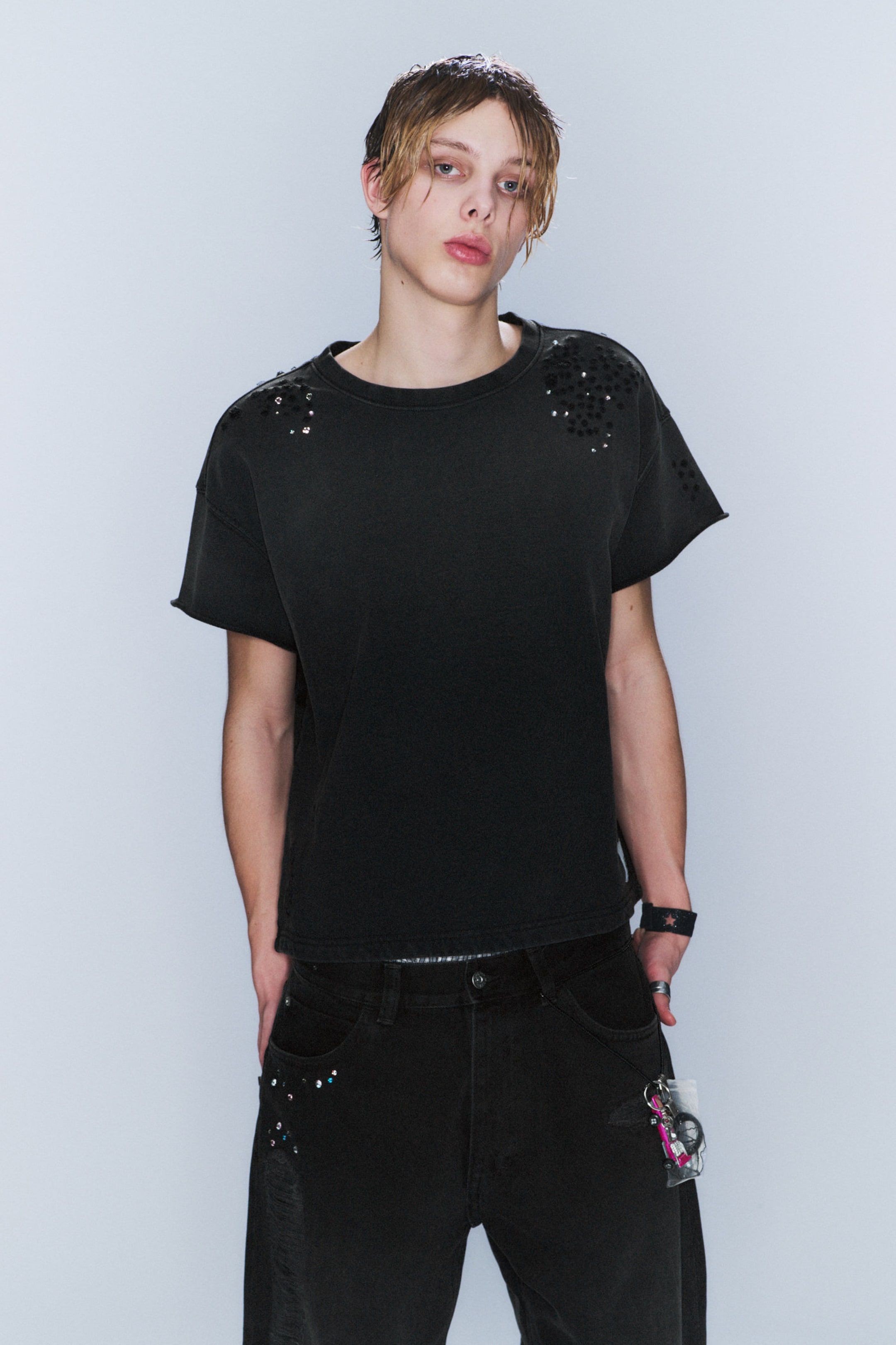 Faded Black - CM x LB Boxy Crystallised Unisex T-shirt - 4