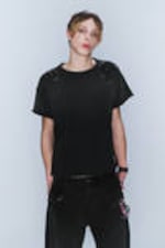 Faded Black - CM x LB Boxy Crystallised Unisex T-shirt - 4