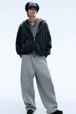 Worn Black - Heavy Loose Zip Hoodie - 1