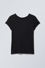 Black - Gizem Open Back T-shirt - 0