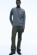 Dark Grey - Loose Boxy Long-Sleeved T-shirt - 1