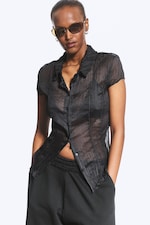 Taupe cendré clair - Chemise froissée à manches courtes - 2