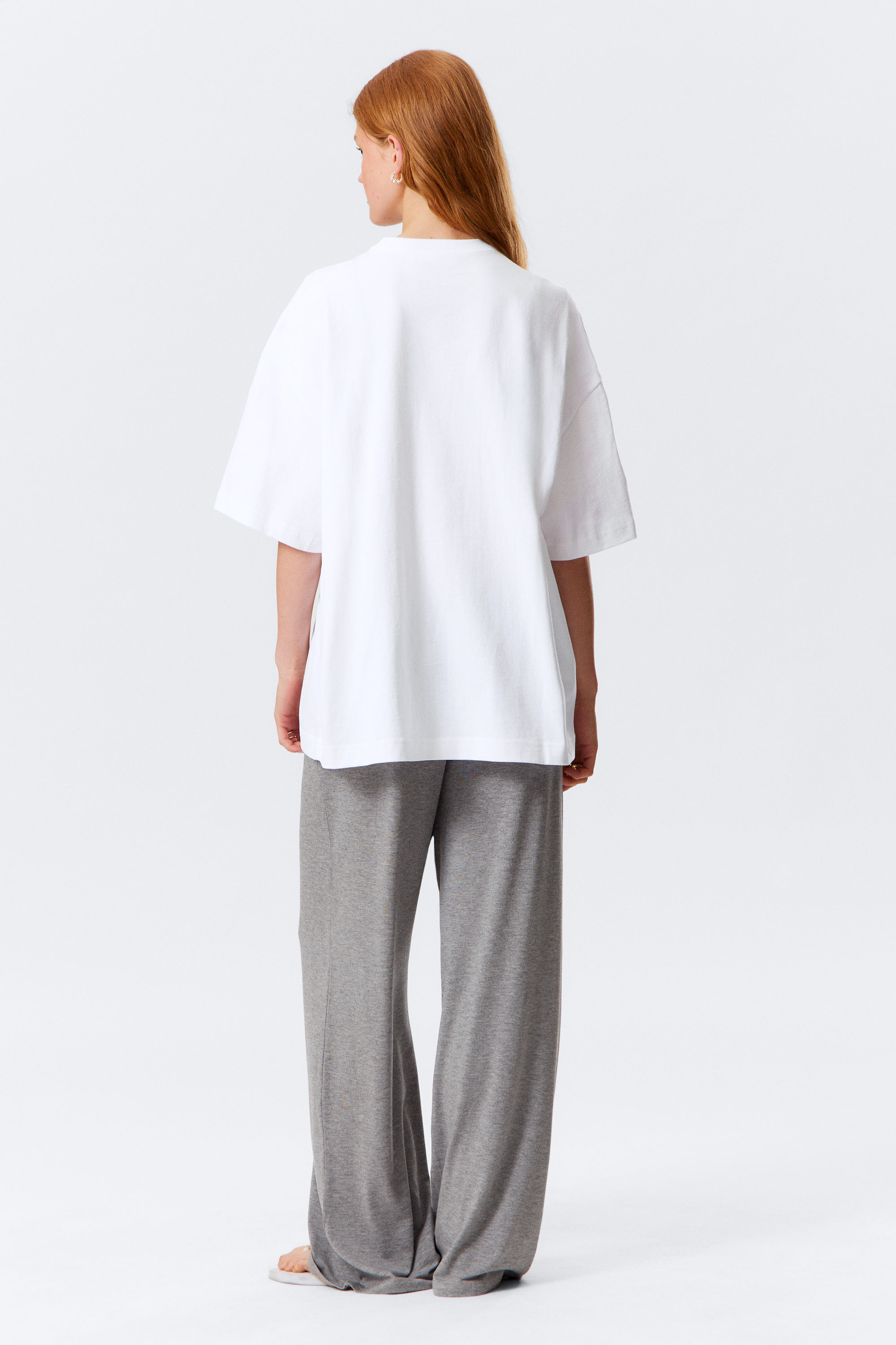 White - Oversized Short-Sleeved Cotton T-shirt - 2