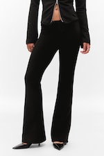 Black - Mid Rise Pintuck Flared Sweatpants - 1