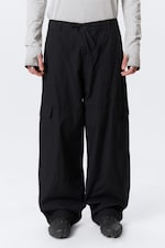 Black - Baggy Ripstop Cargo Trousers - 1