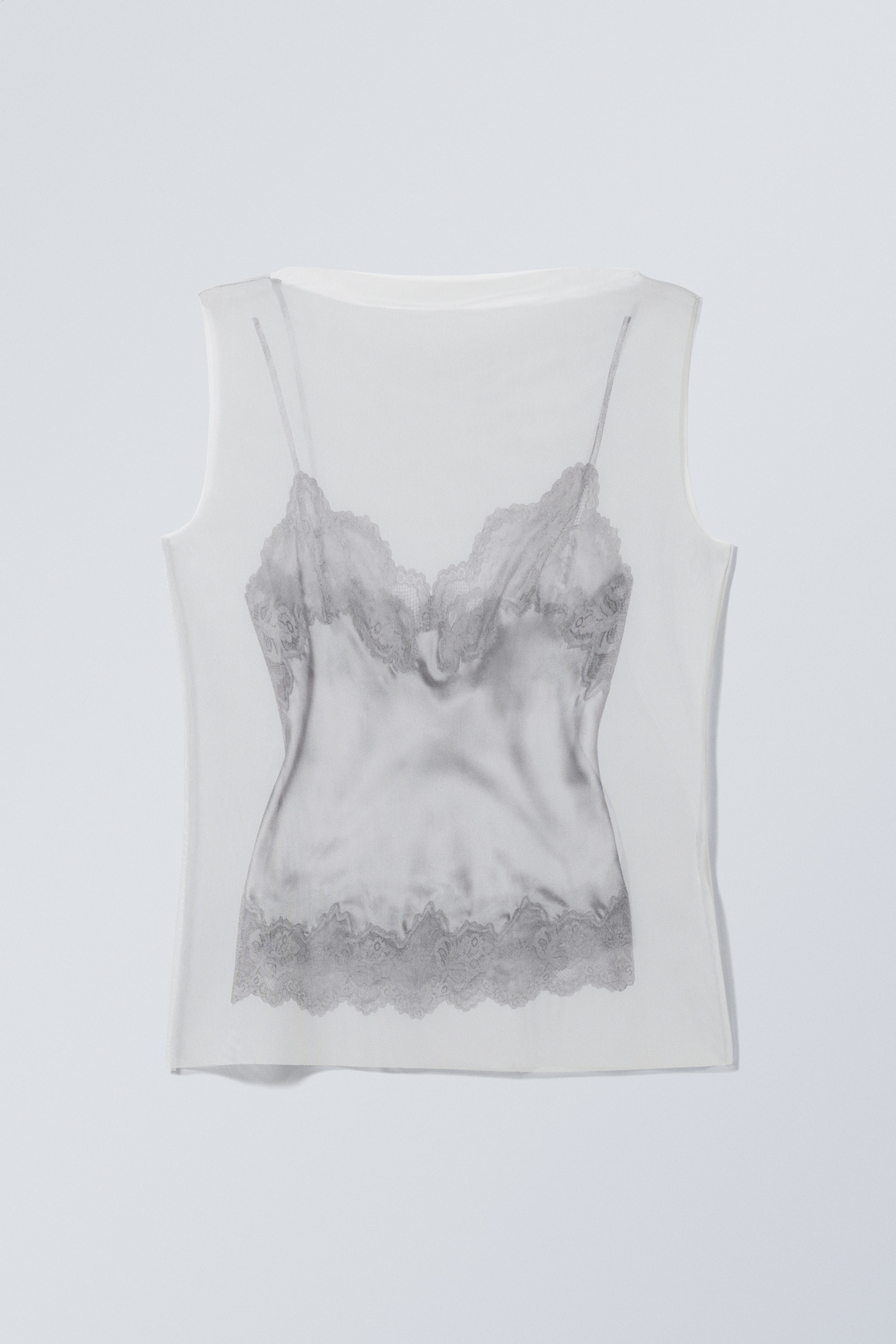 Transparenter Spitzentop-Print - Transparentes, bedrucktes Trägertop - 1