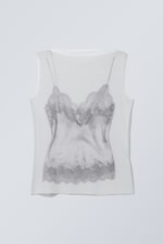 Transparenter Spitzentop-Print - Transparentes, bedrucktes Trägertop - 0