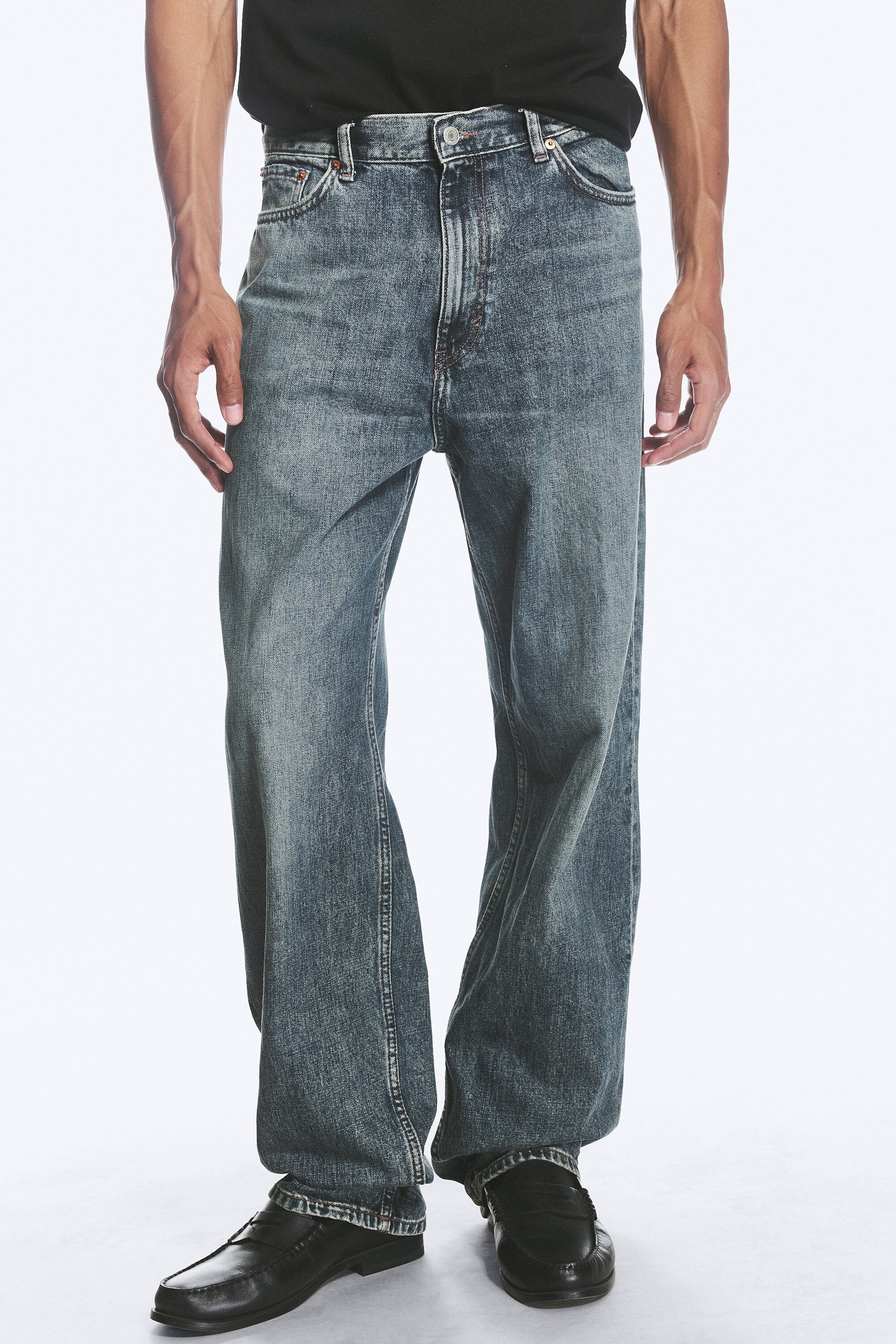 Second Blue - Bleu - Jean droit et ample taille mi-haute Galaxy - 1