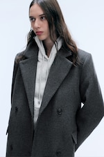 Dark Grey Melange - LOGAN DOUBLE-BREASTED WOOL-BLEND COAT - 1