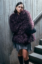 Burgundy - Faux Fur Jacket - 0