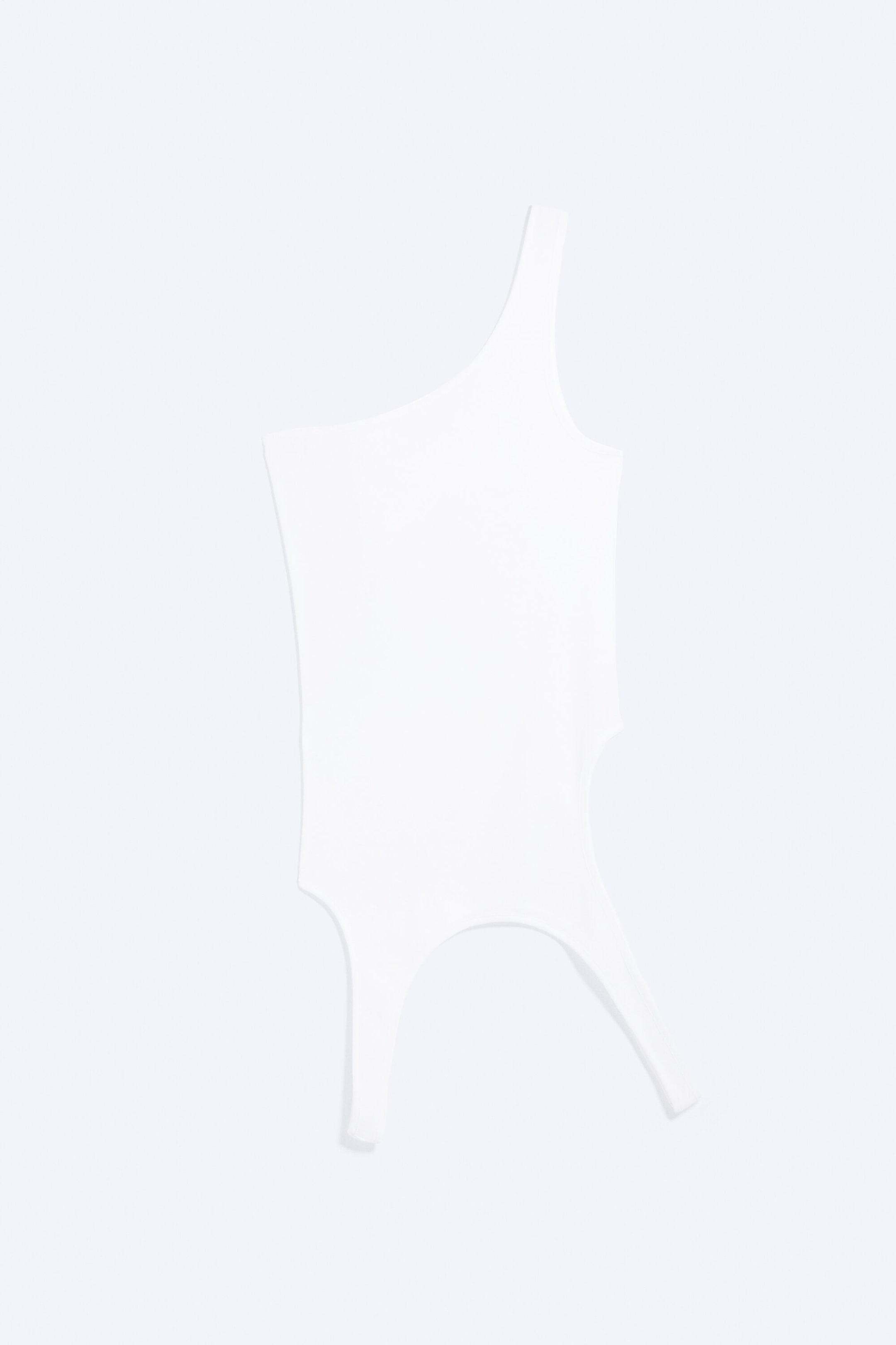 White - Asymmetric One Shoulder Tank Top - 4