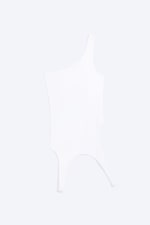 White - Asymmetric One Shoulder Tank Top - 4