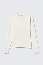 Staubiges Weiß - Geripptes Longsleeve-Shirt - 3