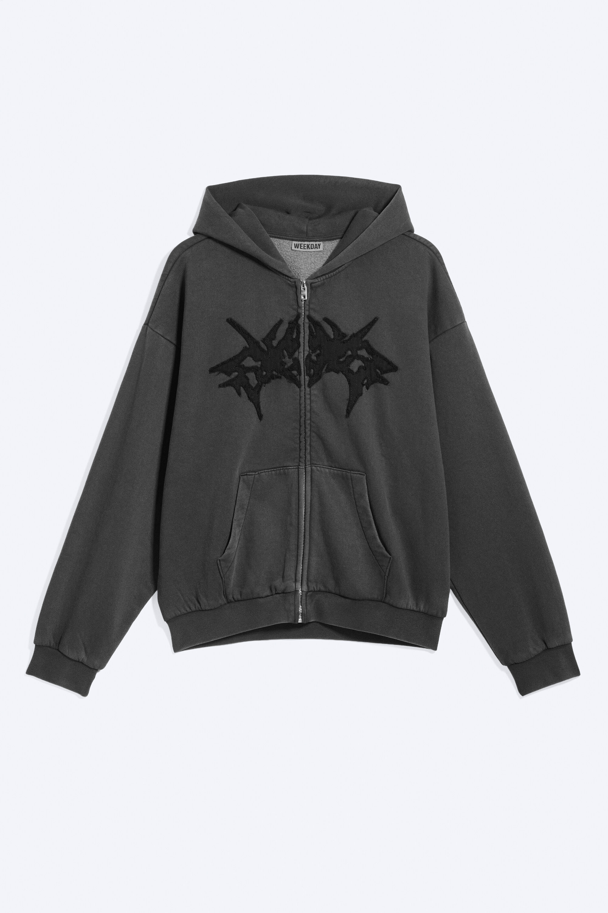 loose graphic zip hoodie - Washed Black | Weekday WW