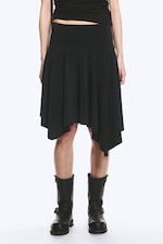 Svart - Mid waist asymmetrisk kjol i jersey - 1