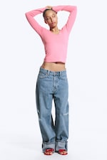 Lake Worn - Denim Blue Medium - Peggy Low Rise Loose Baggy Jeans - 2